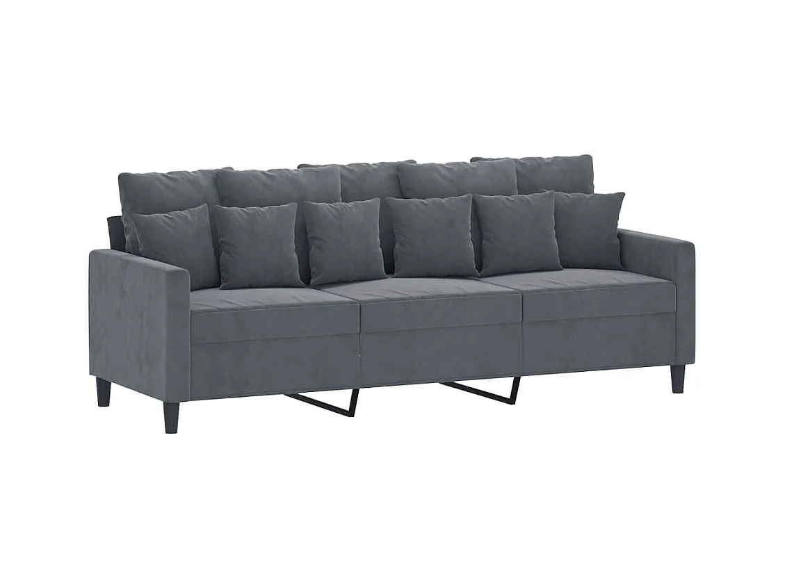 Canapé à 3 places avec repose-pieds Gris foncé 180 cm Velours