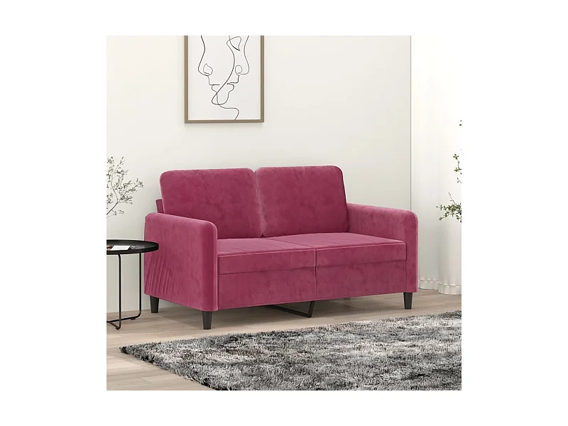 Sofá de 2 plazas de terciopelo rojo tinto 120 cm