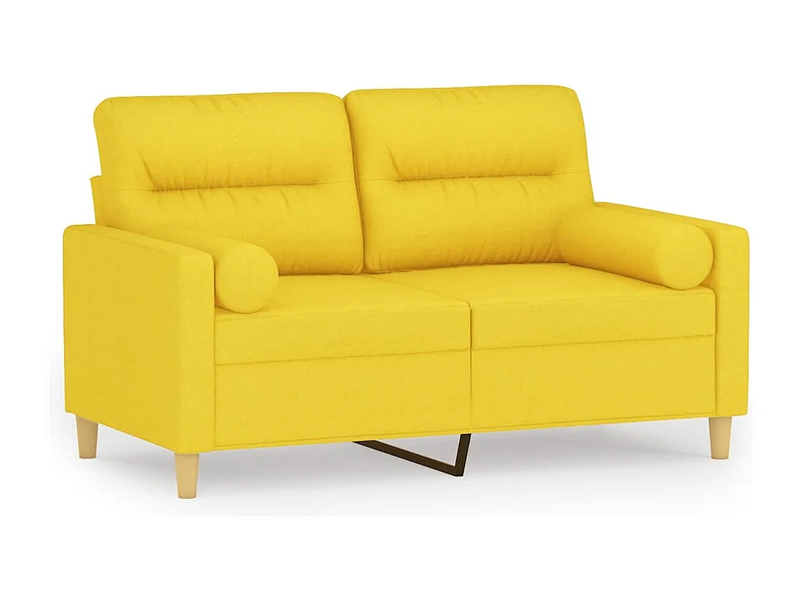 Canapé 2 places avec oreillers jaune clair 120 cm tissu