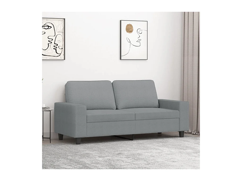 Canapé à 2 places Gris clair 140 cm Tissu