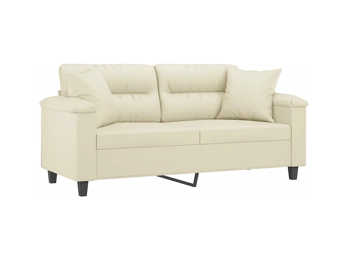 Canapé 2 places avec oreillers crème 140 cm similicuir