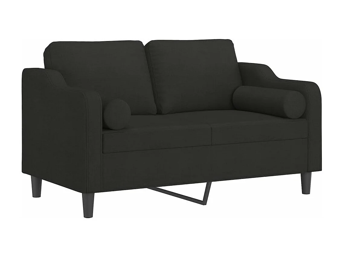 Canapé 2 places avec oreillers décoratifs noir 120 cm tissu