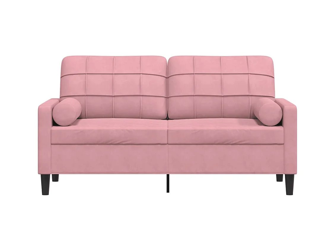 Canapé 2 places avec oreillers décoratifs rose 140 cm velours