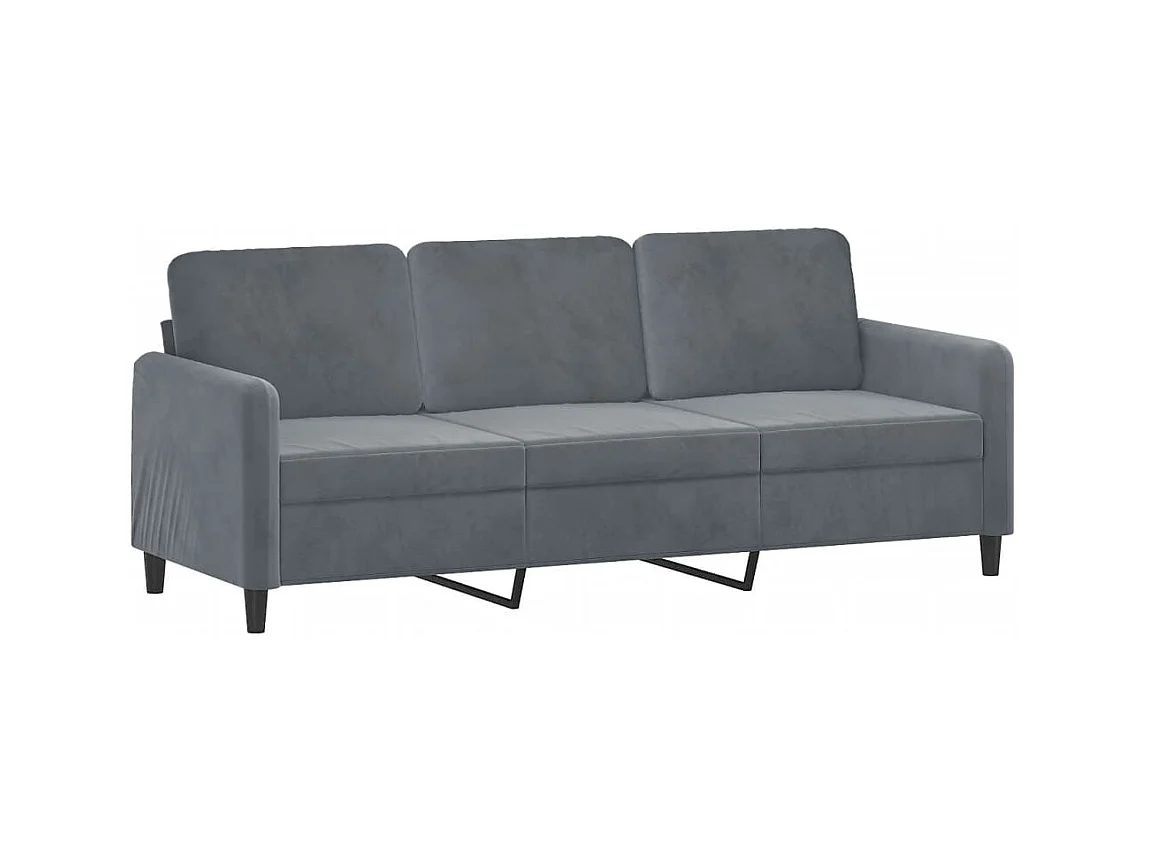 Canapé à 3 places avec repose-pieds Gris foncé 180 cm Velours