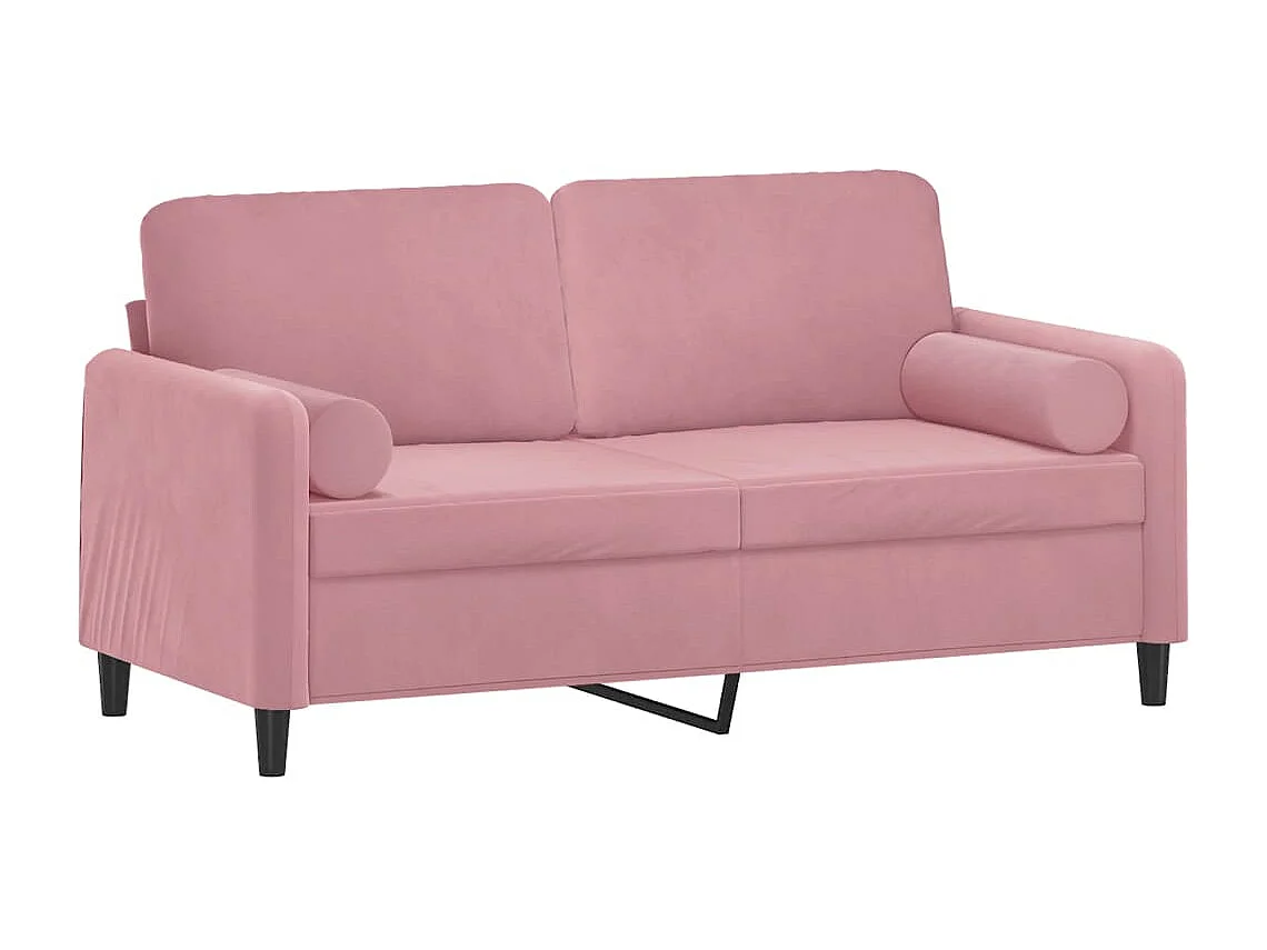 Tweezitsbank met sierkussens 140 cm fluweel roze