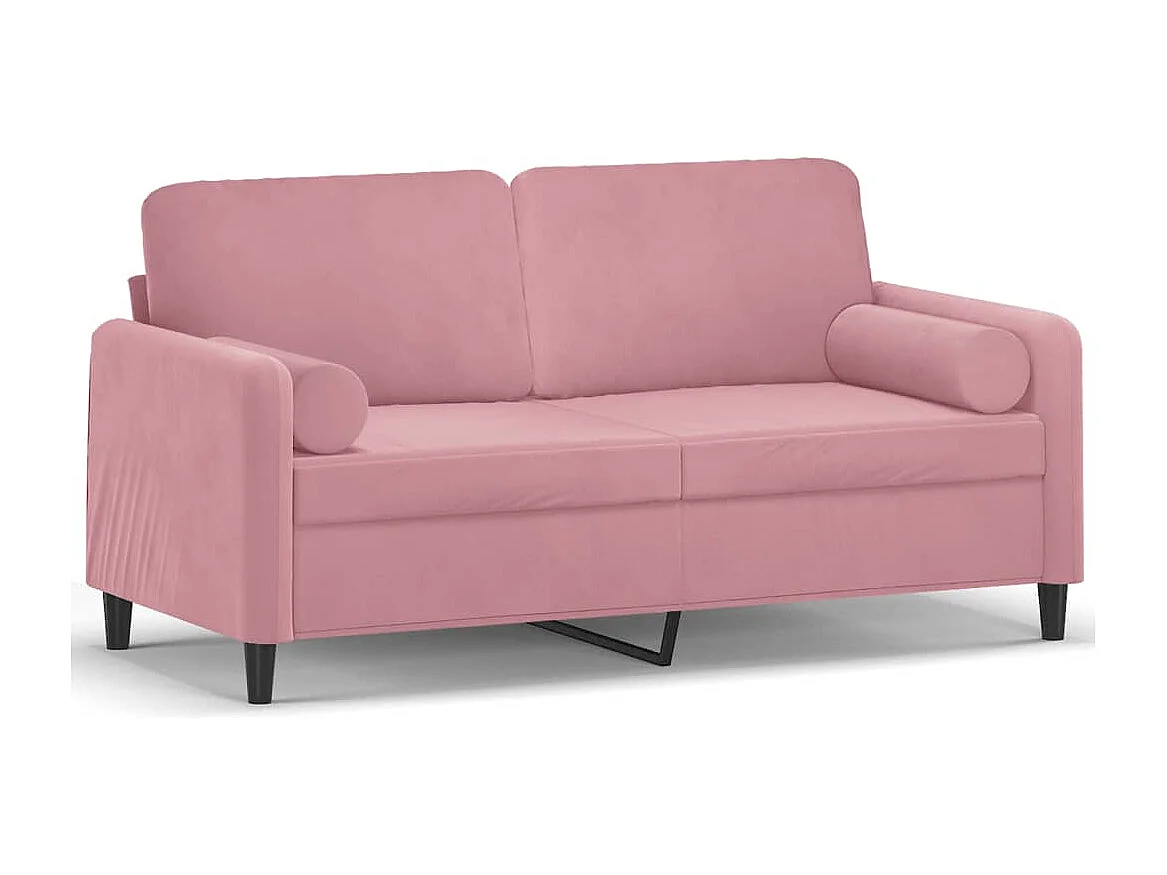 Canapé 2 places avec oreillers décoratifs rose 140 cm velours