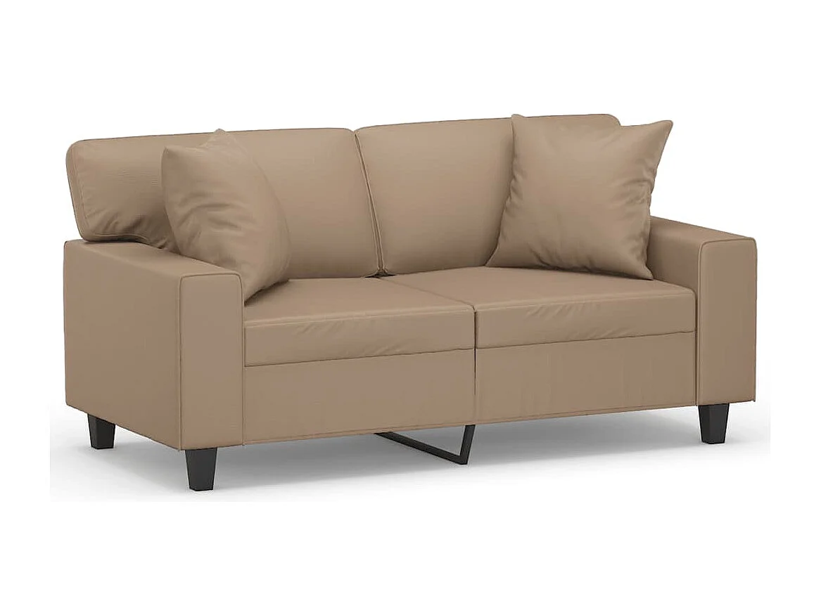 Sofá de 2 plazas con cojines cuero sintético capuchino 120 cm