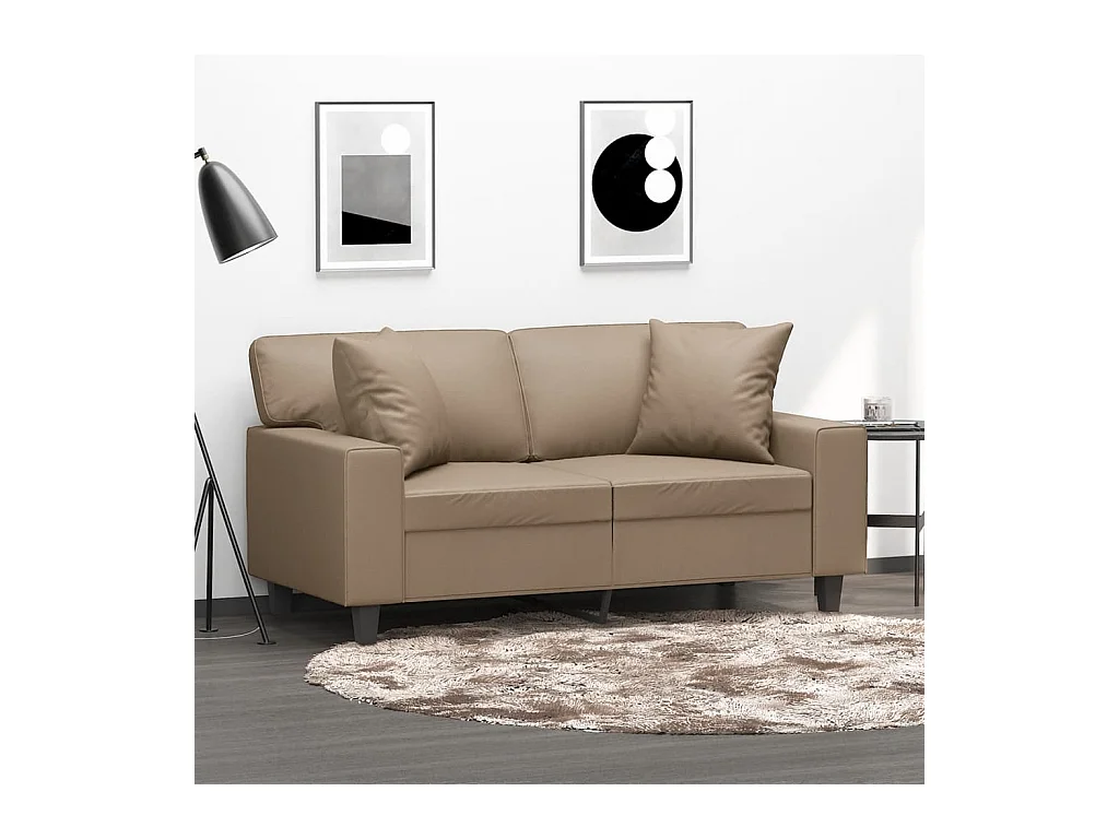 Canapé 2 places avec oreillers cappuccino 120 cm similicuir