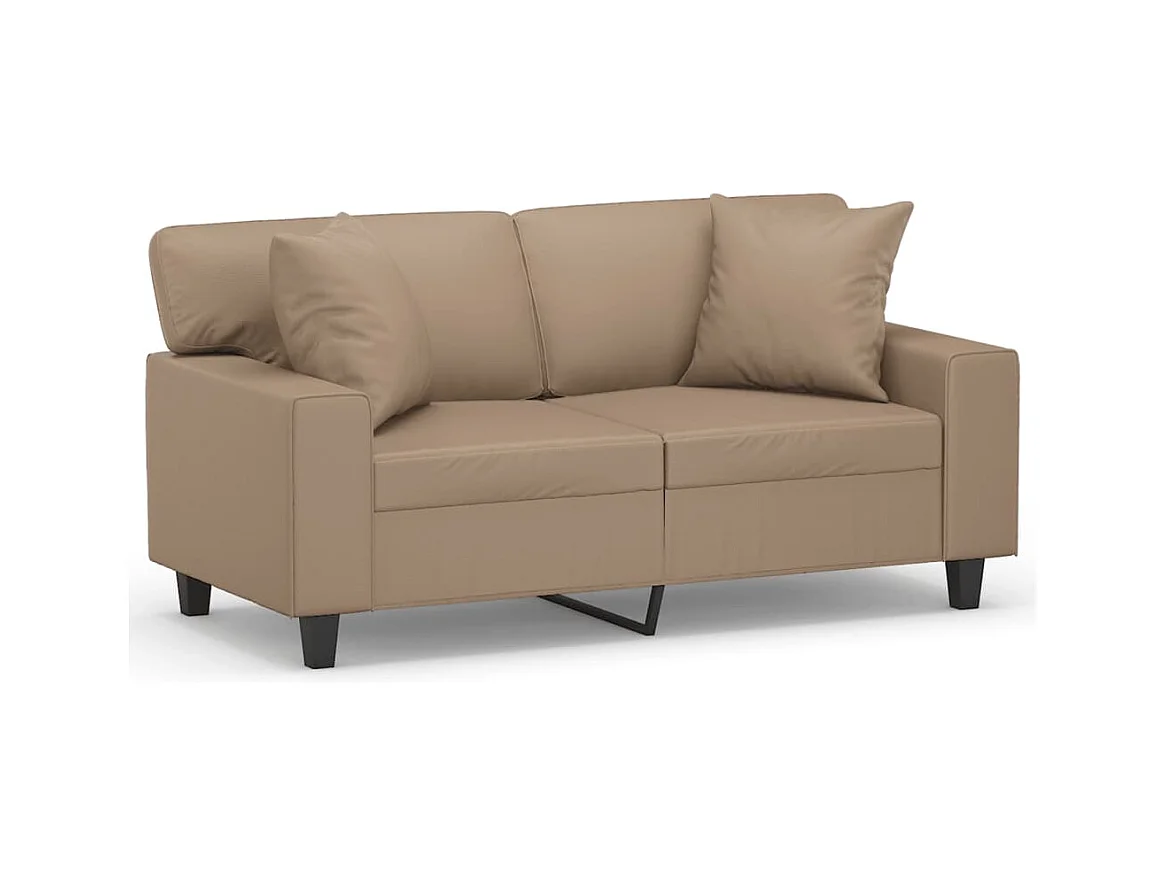 Tweezitsbank met sierkussens 120 cm kunstleer cappuccinokleurig