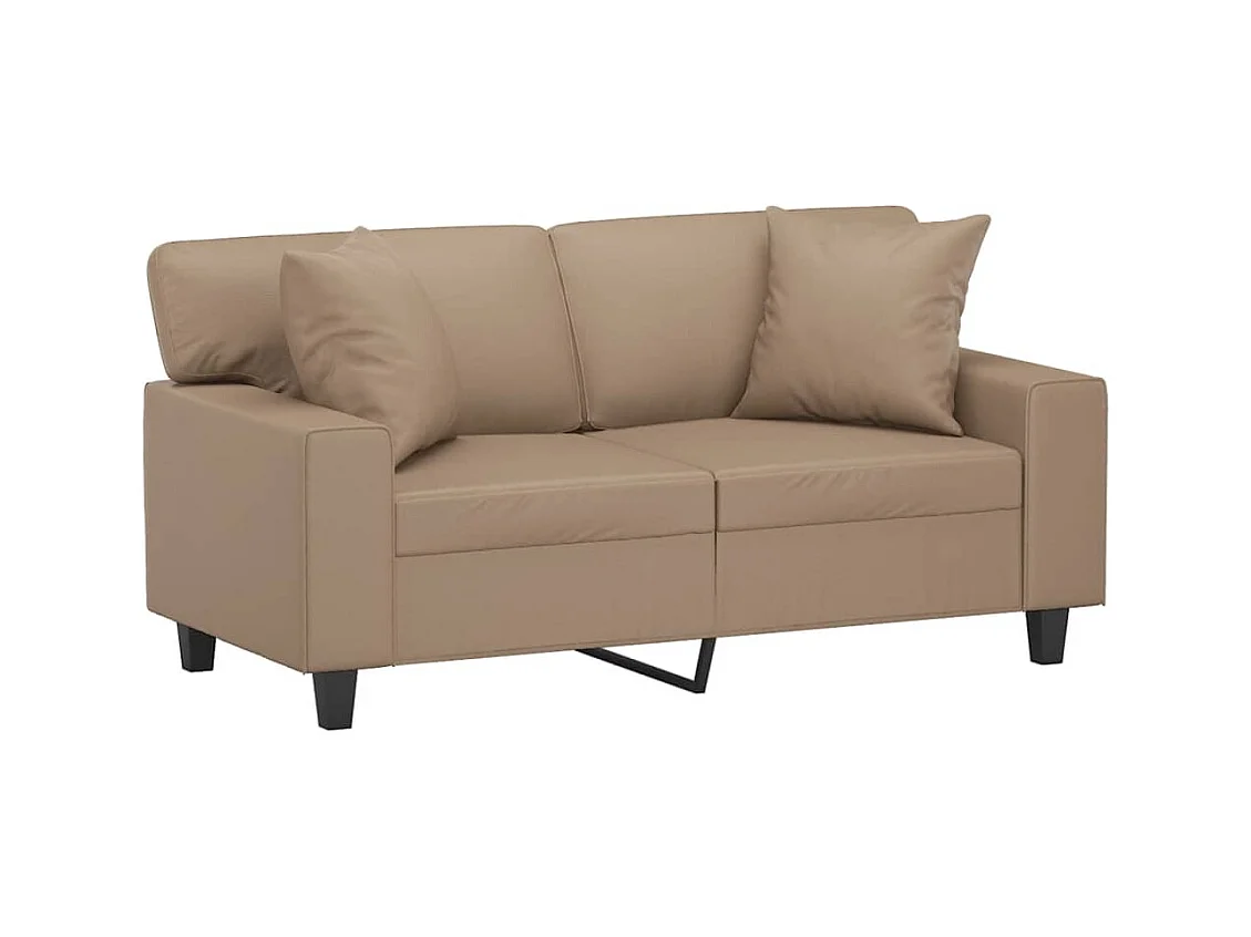 Tweezitsbank met sierkussens 120 cm kunstleer cappuccinokleurig