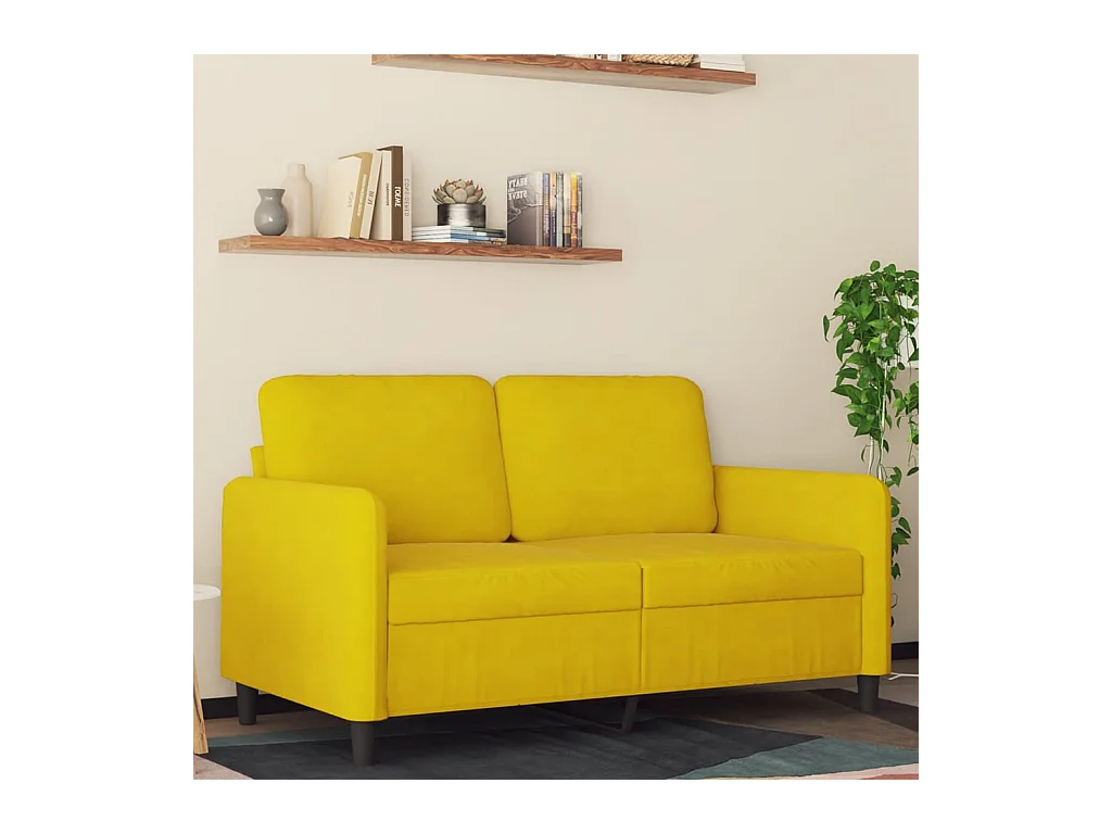 Canapé à 2 places Jaune 120 cm Velours