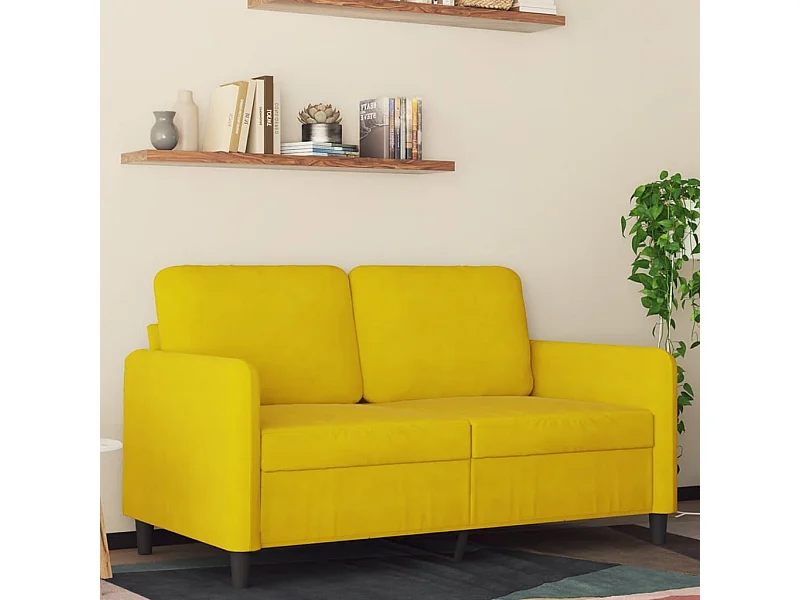 Sofá de 2 lugares veludo 120 cm amarelo