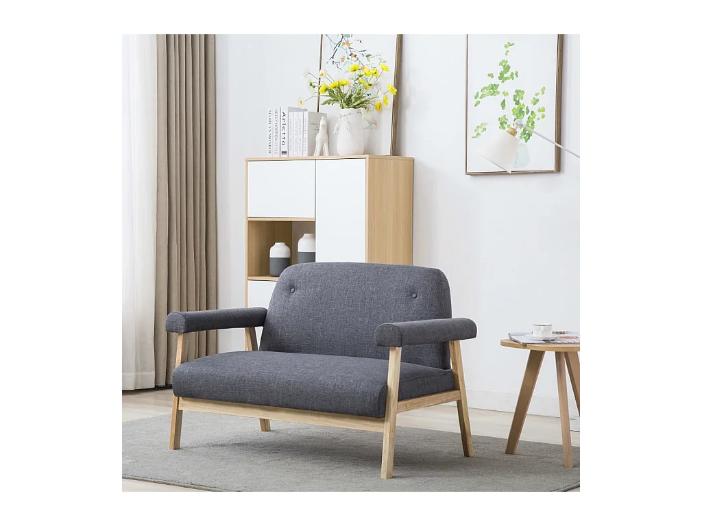Canapé à 2 places Tissu Gris foncé