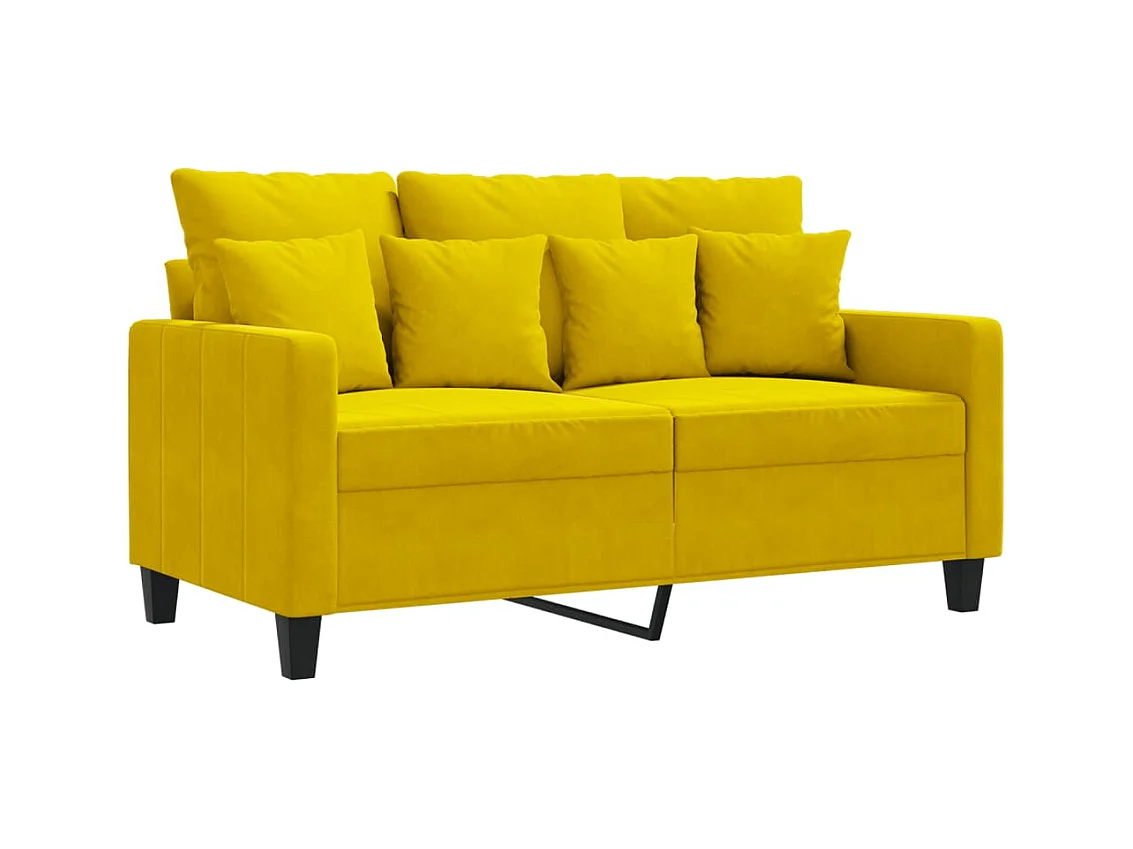 Canapé à 2 places Jaune 120 cm Velours
