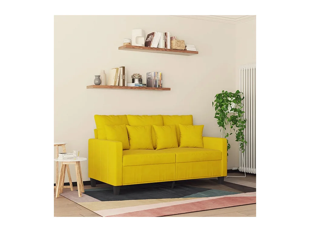 Canapé à 2 places Jaune 120 cm Velours