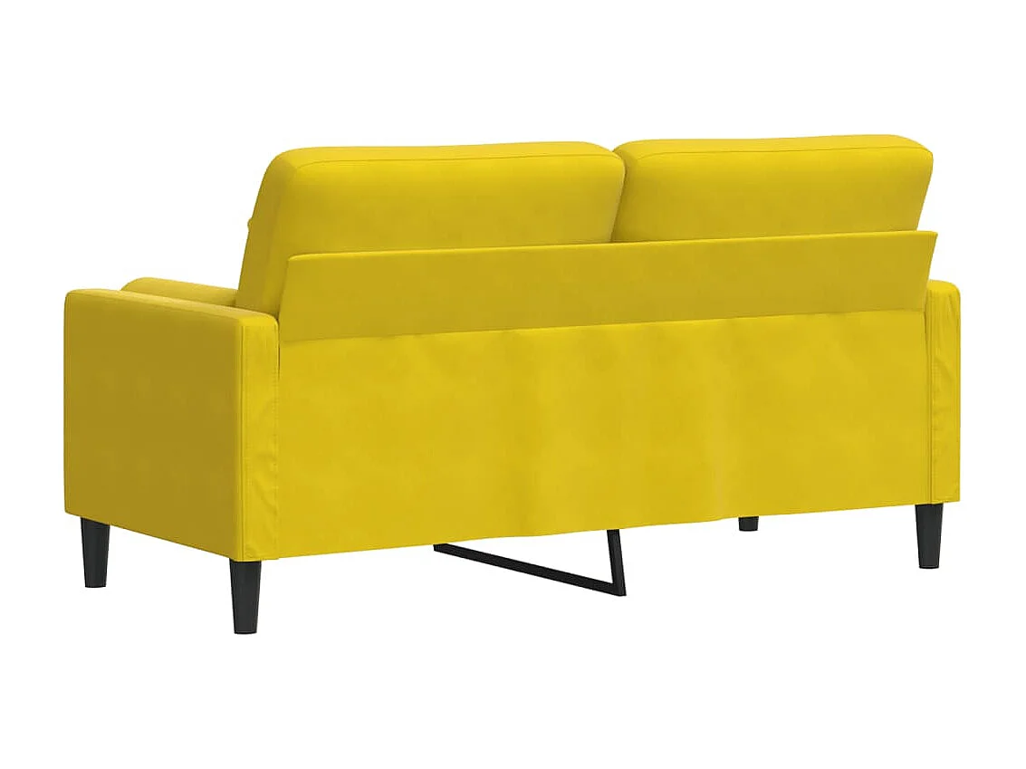 Canapé 2 places avec oreillers décoratifs jaune 140 cm velours