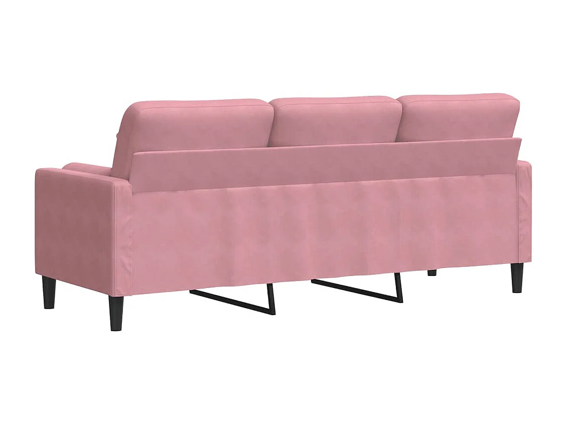 Canapé 3 places avec oreillers décoratifs rose 180 cm velours