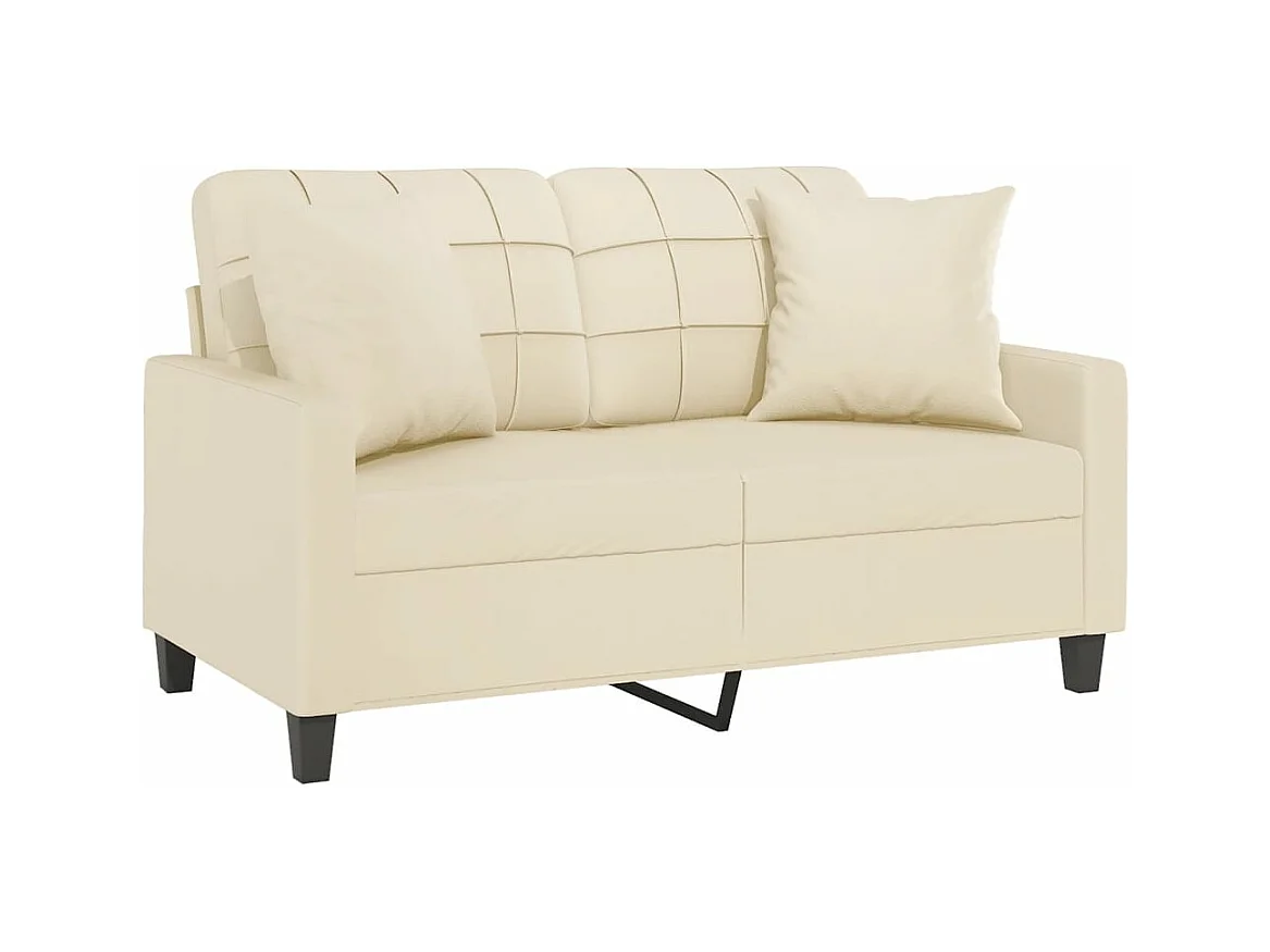 Canapé 2 places avec oreillers crème 120 cm similicuir