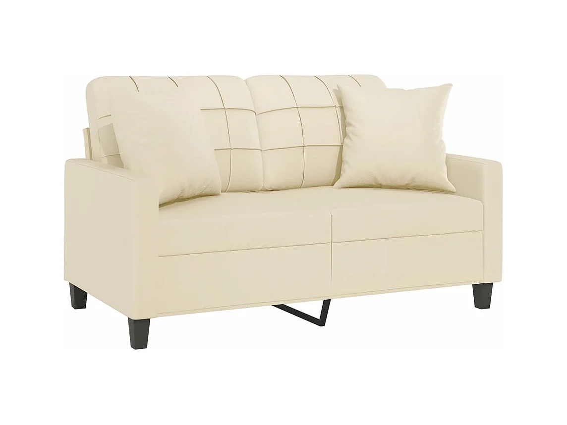 Canapé 2 places avec oreillers crème 120 cm similicuir