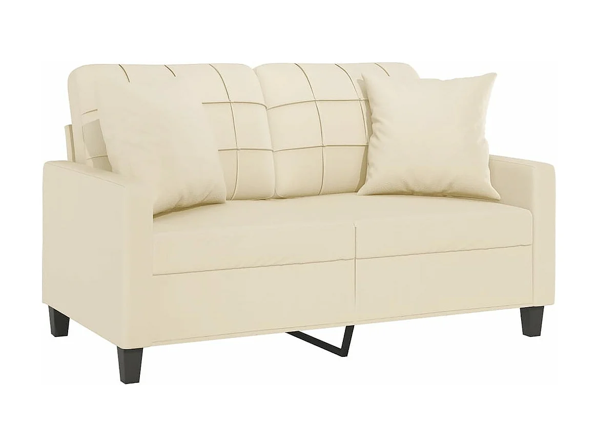 Canapé 2 places avec oreillers crème 120 cm similicuir