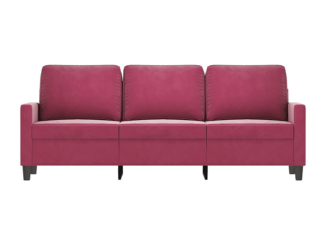 Driezitsbank 180 cm fluweel wijnrood
