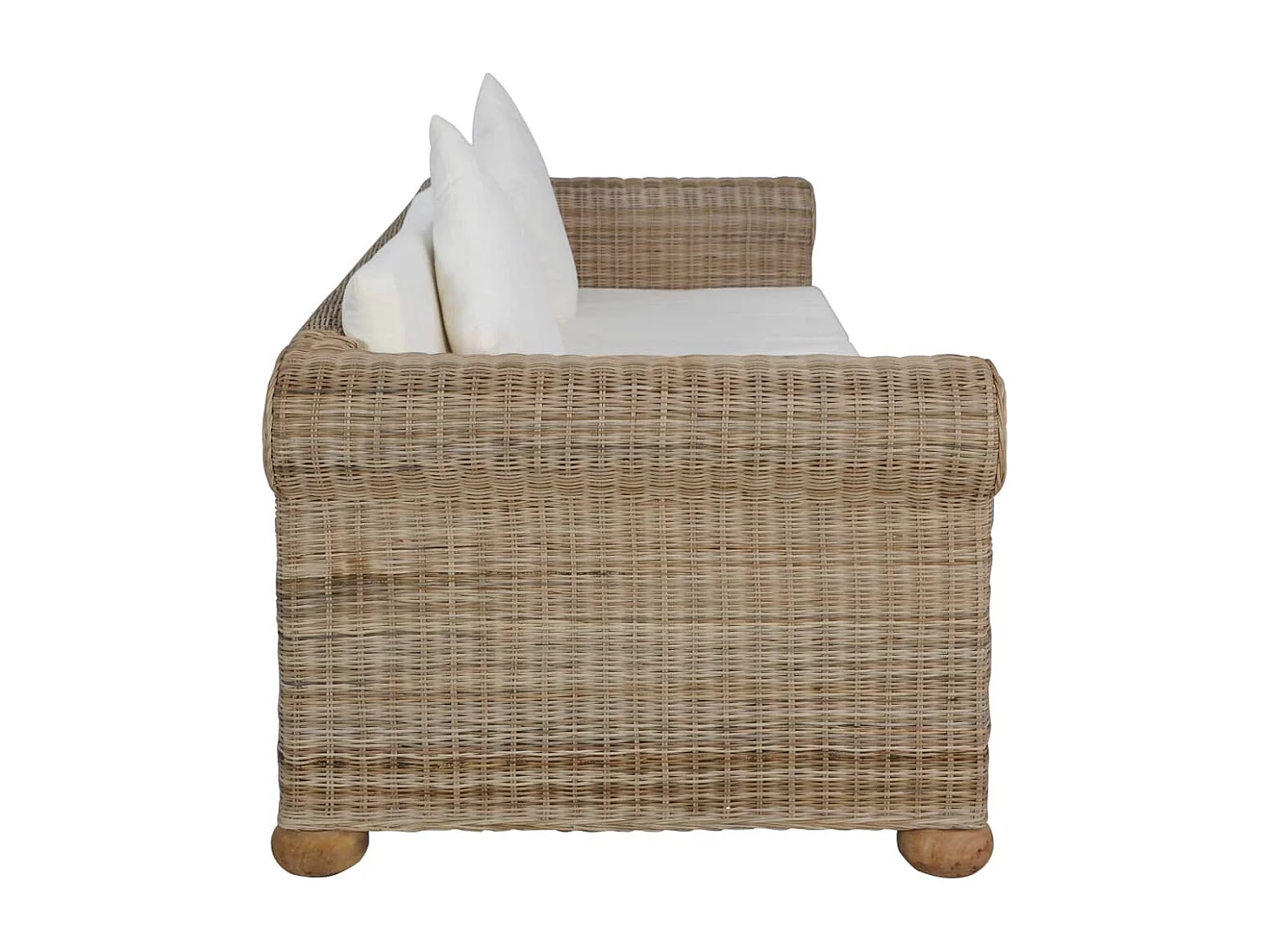 Canapé à 3 places avec coussins Rotin naturel