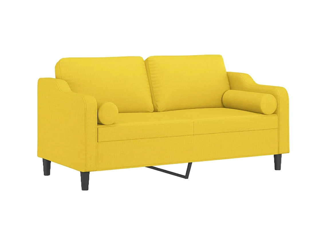 Canapé 2 places avec oreillers jaune clair 140 cm tissu