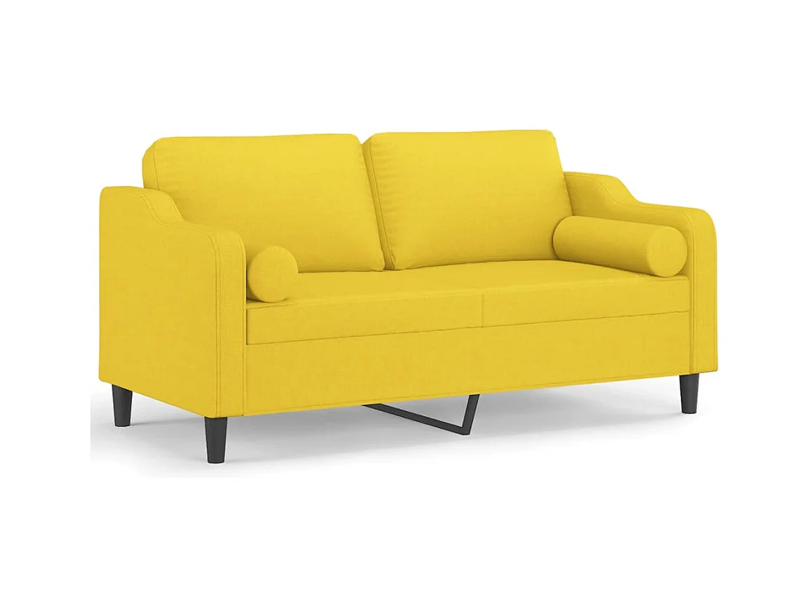 Canapé 2 places avec oreillers jaune clair 140 cm tissu