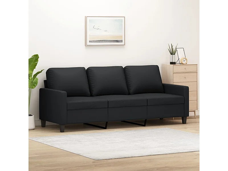 Driezitsbank 180 cm kunstleer zwart