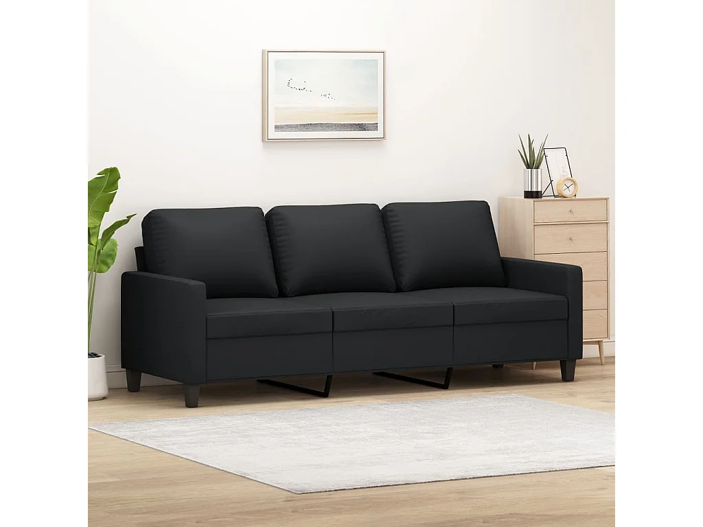 Driezitsbank 180 cm kunstleer zwart