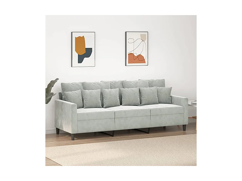 Sofá de 3 plazas terciopelo gris claro 180 cm