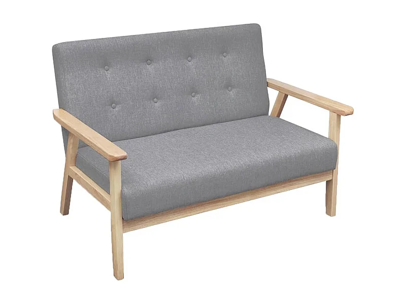 Canapé à 2 places Tissu Gris clair