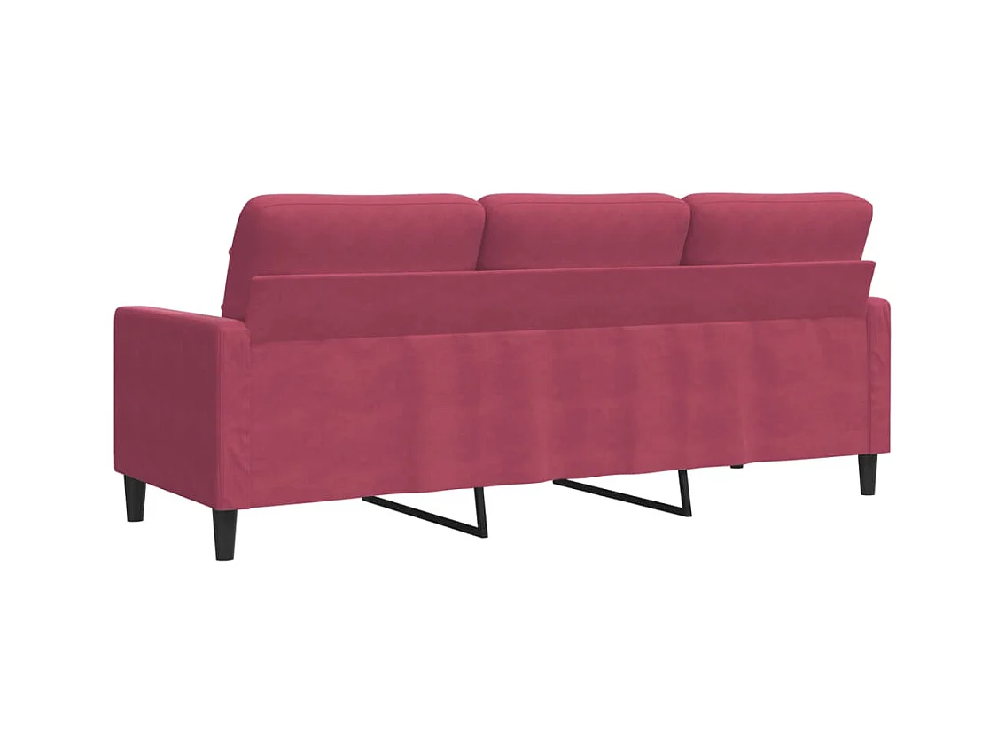 Canapé à 3 places Rouge bordeaux 180 cm Velours
