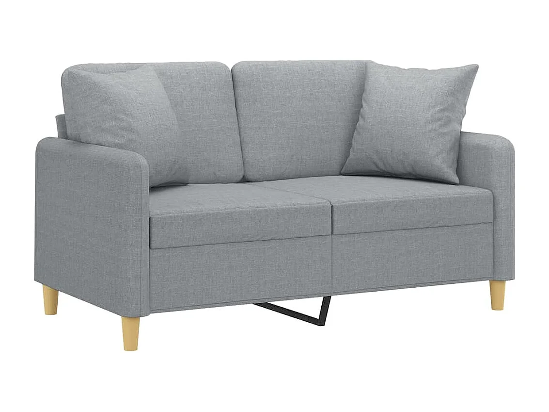 Canapé 2 places avec oreillers gris clair 120 cm tissu