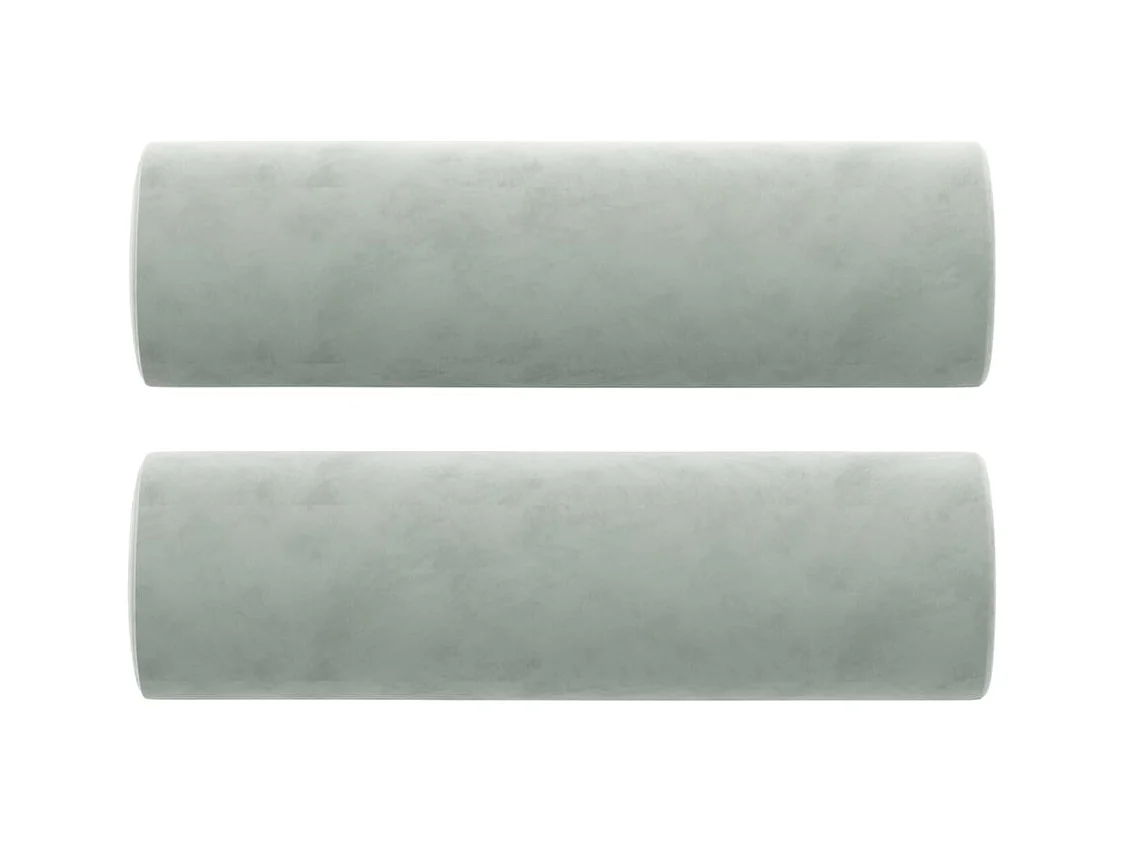 Sofá 3 lugares + almofadas decorativas 180cm veludo cinza-claro