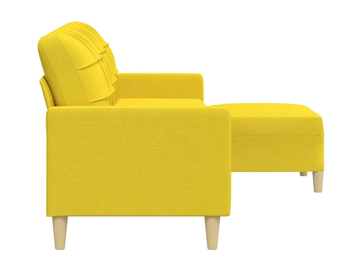 Sofá de 3 plazas con taburete de tela amarillo claro 210 cm