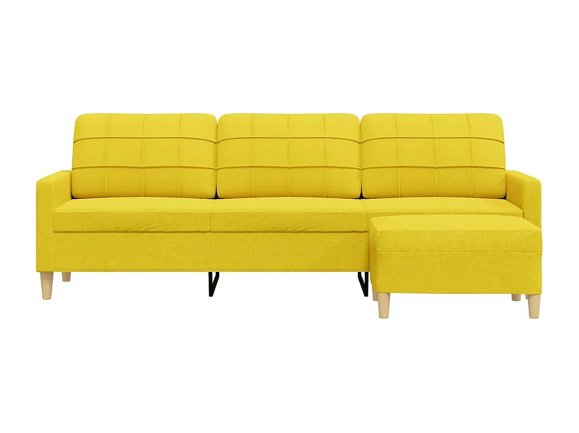 Canapé à 3 places avec repose-pieds Jaune clair 210 cm Tissu