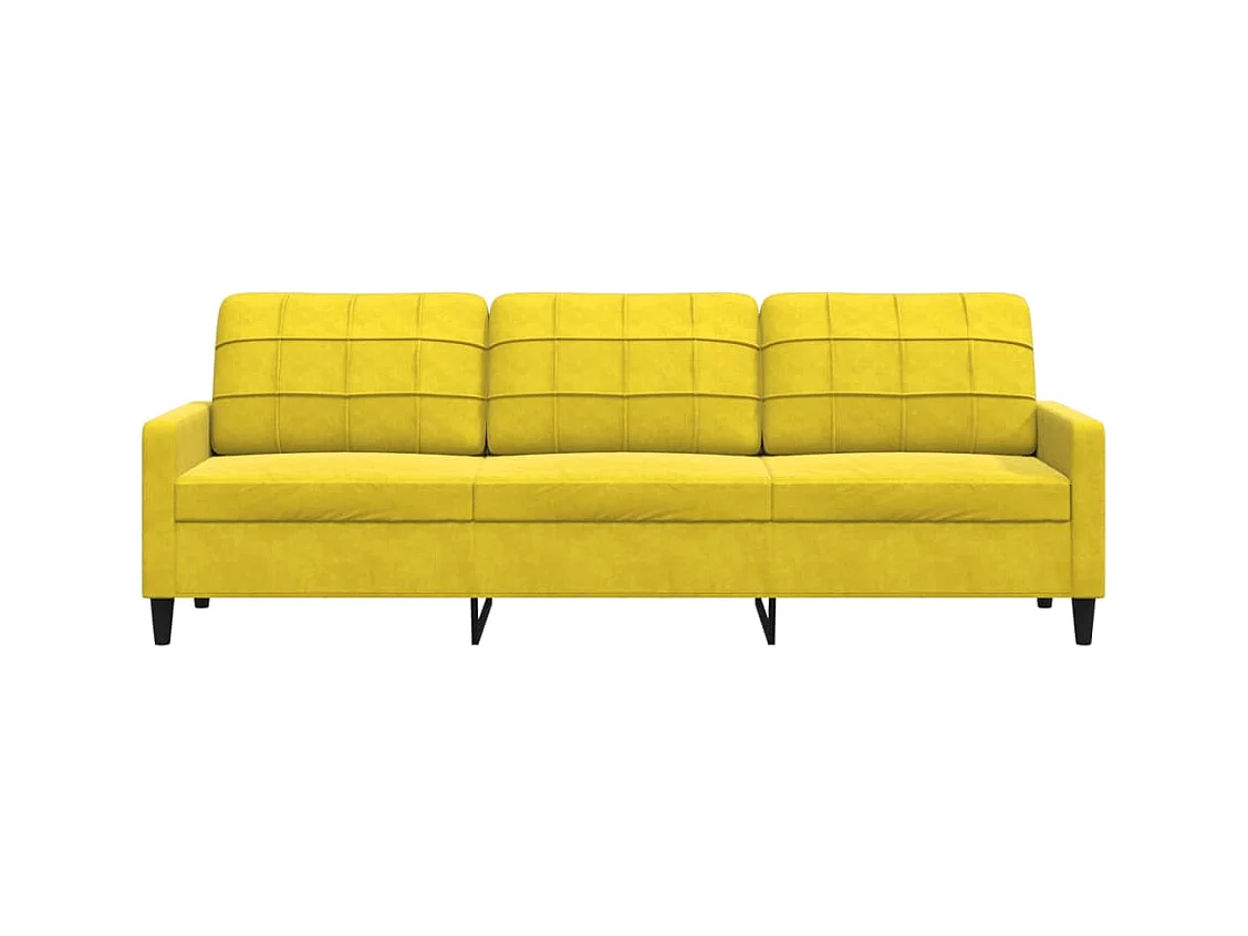 Canapé à 3 places Jaune 210 cm Velours