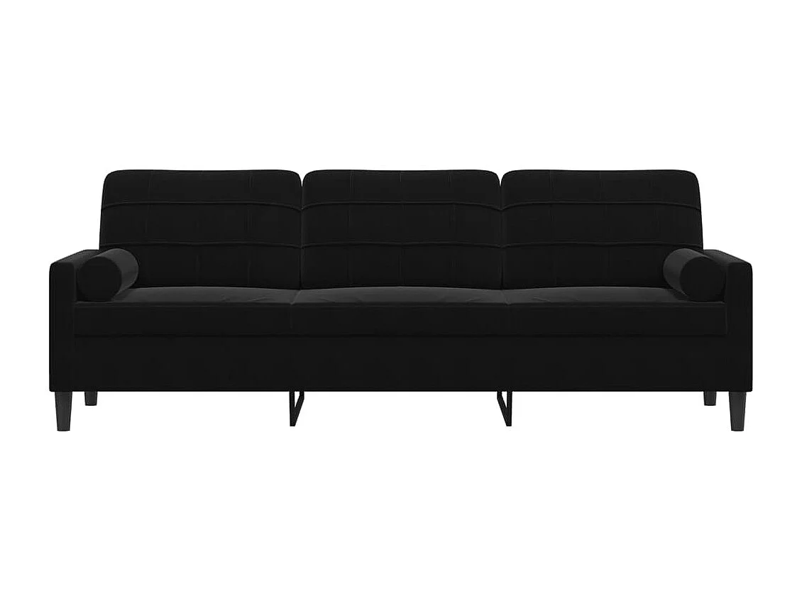 Canapé 3 places avec oreillers décoratifs noir 210 cm velours