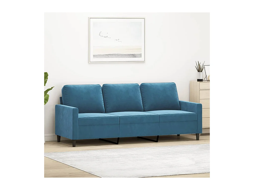 Canapé à 3 places Bleu 180 cm Velours
