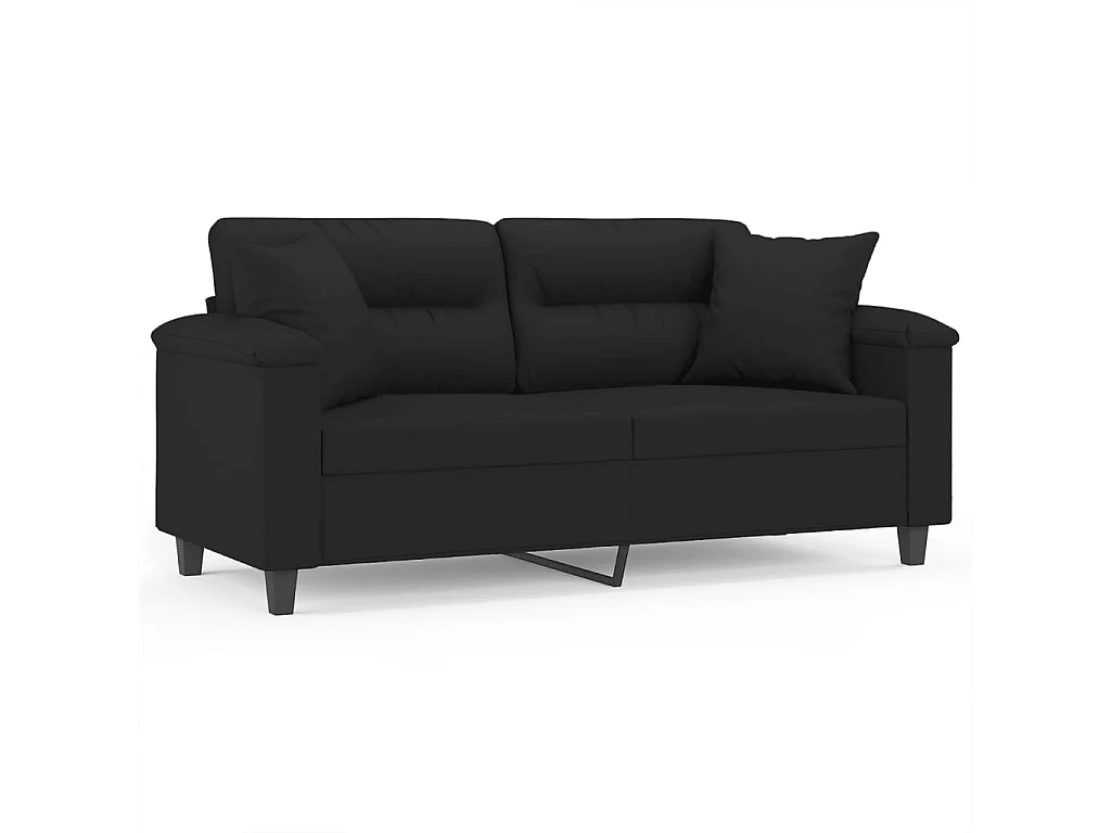 Tweezitsbank met kussens 140 cm microvezelstof zwart