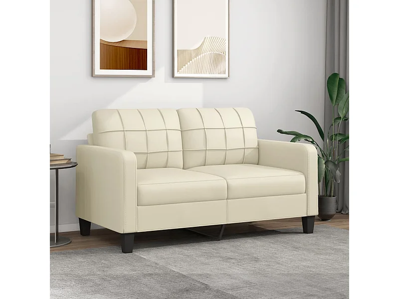 Sofá de 2 lugares 140 cm couro artificial cor creme