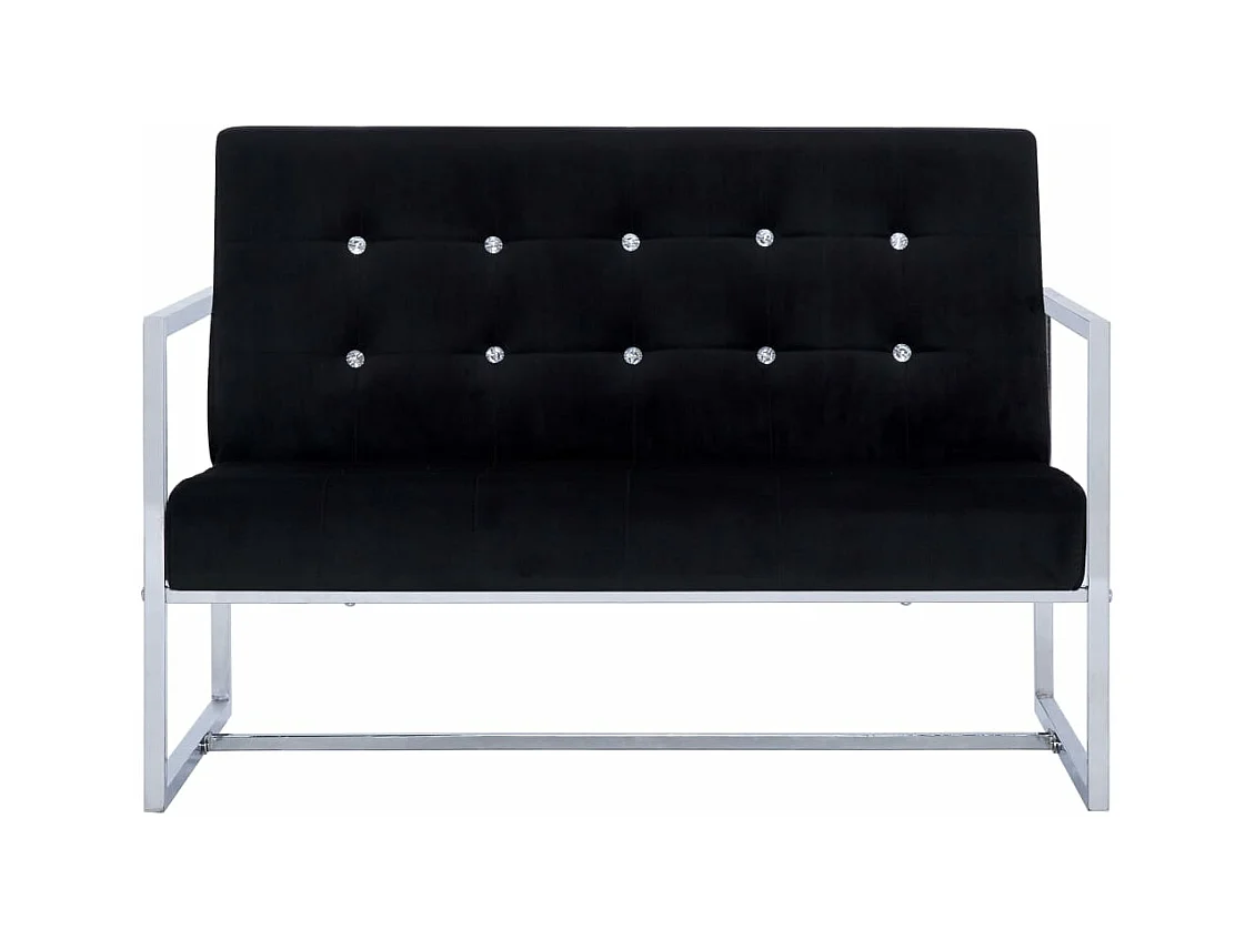 Canapé 2 places avec accoudoirs Noir Chrome et velours