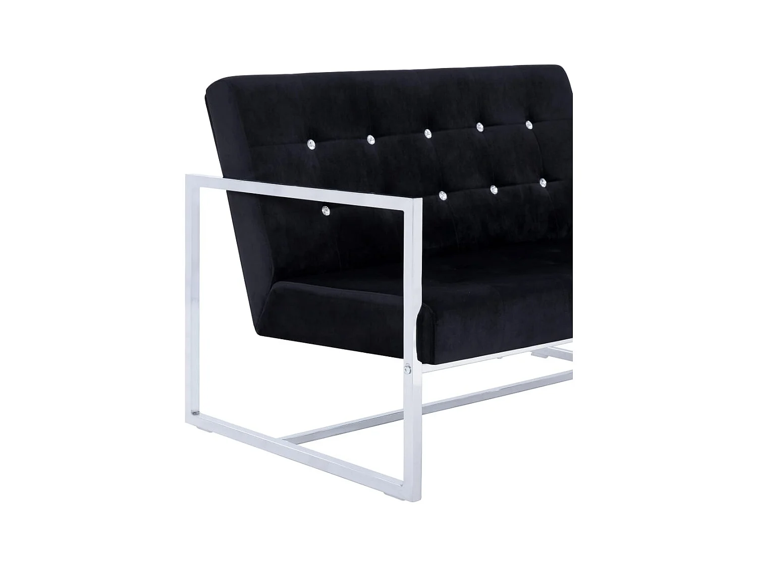 Canapé 2 places avec accoudoirs Noir Chrome et velours