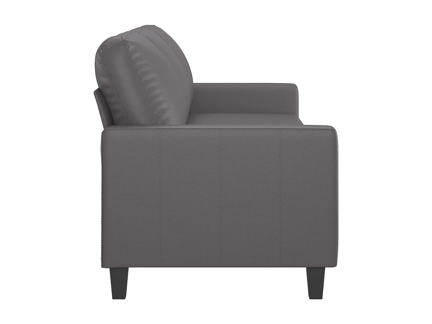 Sofá de 3 lugares 180 cm couro artificial cinza