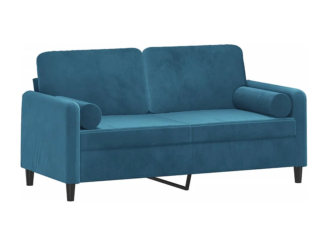 Canapé 2 places avec oreillers décoratifs bleu 140 cm velours