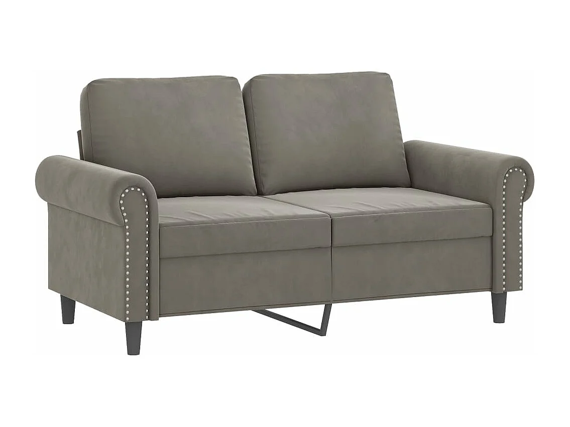 Canapé 2 places oreillers et coussins Gris clair 120 cm Velours