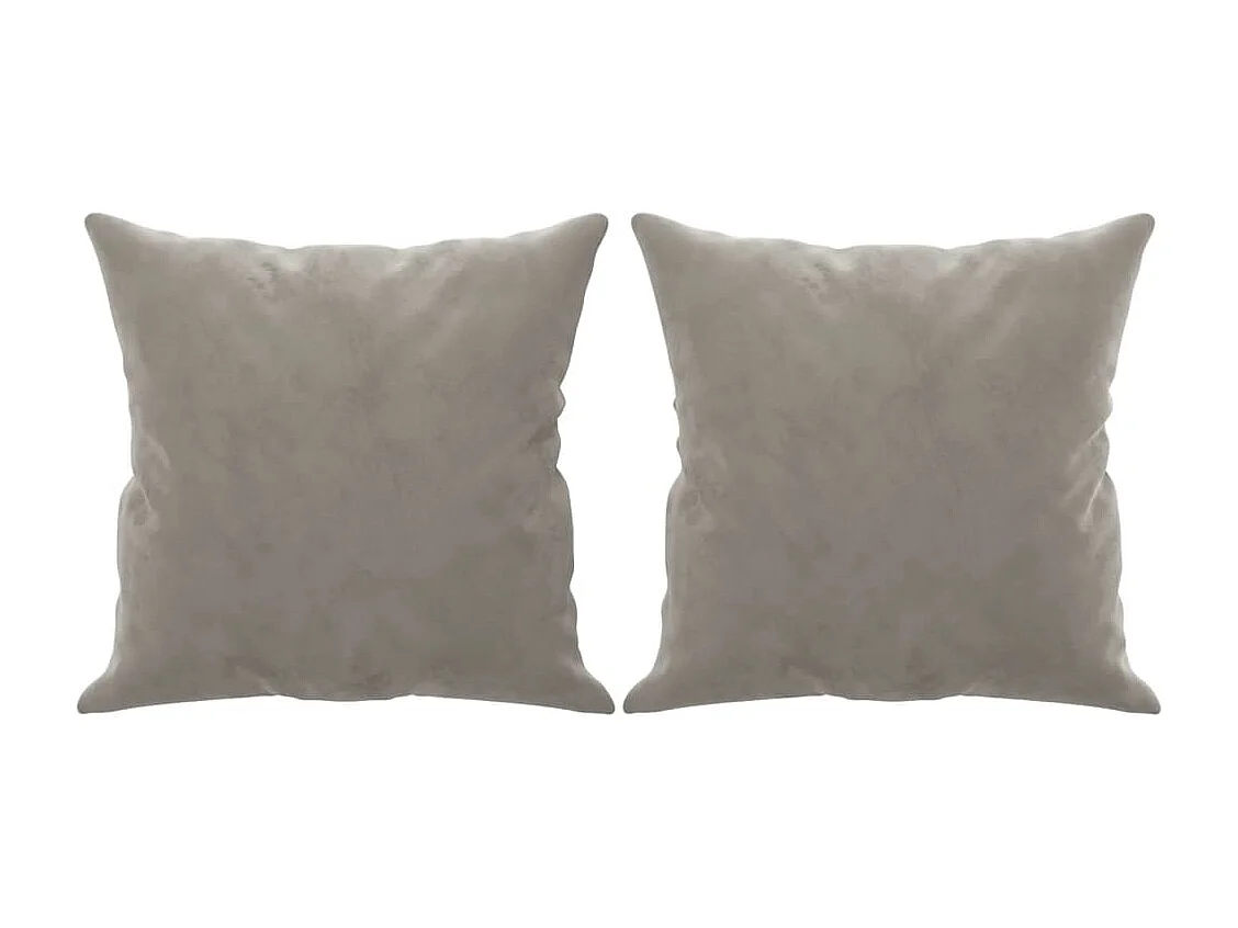 Canapé 2 places oreillers et coussins Gris clair 120 cm Velours