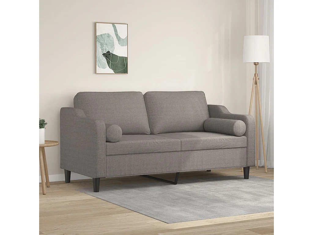 Tweezitsbank met sierkussens 140 cm stof taupe