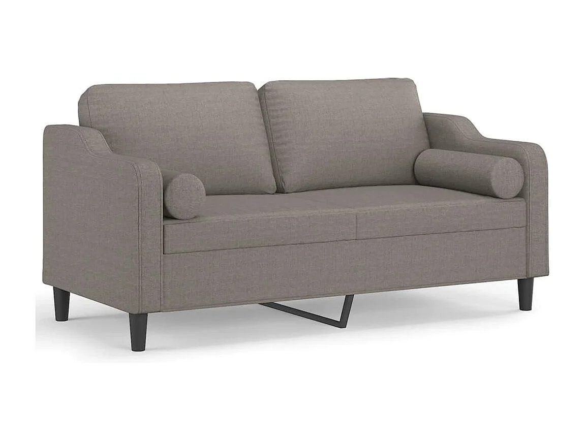 Tweezitsbank met sierkussens 140 cm stof taupe